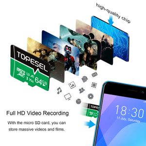 Topesel Micro SD Card 64GB MicroSDメモリカードクラス10高速128GB 256GB U3 4K HD TFフラッシュカード電話ドローンカメラ用