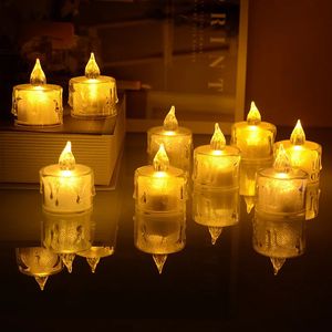 24 pçs sem chama led vela luz transparente acrílico eletrônico led tealight velas para festa de aniversário decoração de casamento 240326