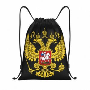 ロシアの紋章ドローストリングバックパックバッグ
