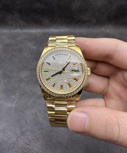 QC APSF Fabryka 36 mm zegarek Męskie zegarki Męskie złoto Mężczyźni Automatyczny Prezydent Bransoletka Day Data Ra 904L Klejnot Malachite Malachite 118238 Na ręce