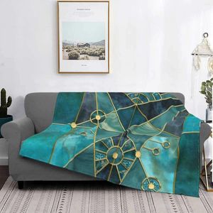 Cobertores vitrais aquarela mármore mineral design turquesa teal ouro qualidade superior confortável cama sofá cobertor macio