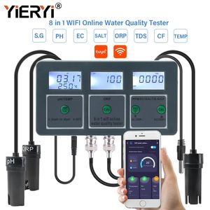 Yieryi WiFi Tuya Smart PH ORP TDS EC SALT S. G TEMP CF Монитор Измеритель Интернет-тестер качества воды в аквариуме Контроллер регистратора данных 240320