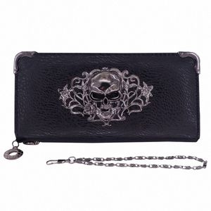 Sgarr Mulheres Carteiras Fi Designer PU Couro Punk Carteiras Femininas LG Skull Ladies Clutch Bag Famosa Marca Famale Bolsa 13qp #