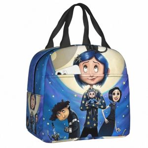 Halen Horror Movie Coraline Insulated Lunch Bag for Womenポータブルクーラーサーマルフードランチボックスアウトドアカム旅行C3GQ＃