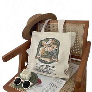 Acanthus Women Canvas Torba na ramię William Morris Print Tote Tote Eco Cloth Square Shopper Gruby torebka zamek błyskawiczna H2QC#