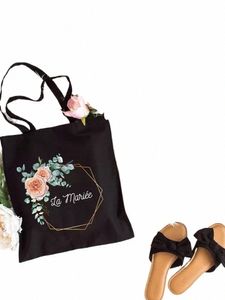 Team Bride tryckt duk envirmental shoppväska la marieee höna fest Bachelorette France Women's Handbag Wable Tote Bag A9U8#