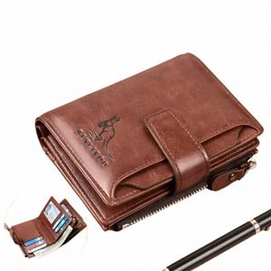 luxury Leather Men's Coin Purse Wallet Fi RFID Blocking Man Wallet Zipper Busin Card Holder ID Mey Bag Wallet Male u4Ea#