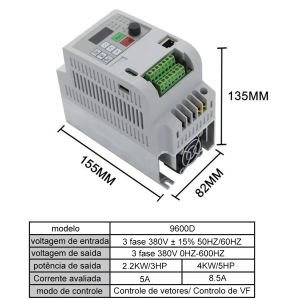 VFD 380 4KW AC 380V 1.5kW/2.2kw/4kW/5.5kW/7.5kW Değişken Frekans Sürücüsü 3 Faz Faz Hız Kontrolör İnvertör Motor VFD İnverter