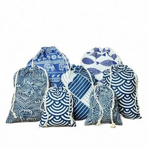 3pcs Cloth Drawstring Bags Simple Handmade Cott Linen Storage Gift Bag Pouch Package Coin Purse Travel Women Japanese-style D6Gh#