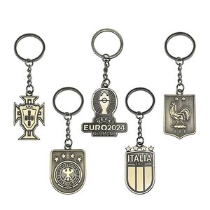 Classic Soccer 2024 Keychain for Fans Football Championship Emblem National Team Zinc Alloy Badge Pendant Key Ring
