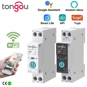 Tuya WiFi Smart Circuit Breaker Switch mit Messung 63A1P DIN RAIL Fernbedienung Smart Home Smart Life App Timer Modul Tongou