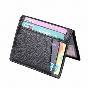 Yuecimie Super Slim Soft Wallet 100% äkta läder mini kreditkortshållare plånböcker Purväska Tunna små korthållare män plånbok 09td#