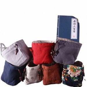 cott Lino Coulisse Bundle Pocket Fr Modello Teiera Bundle Pocket Teae Storage Bag Strumenti di tè Tazza da tè Bag r7sw #