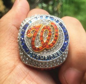 2019 Washington National World Baseball 팀 챔피언십 반지와 나무 디스플레이 박스 기념품 남자 팬 선물 2024 도매