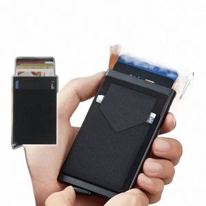 Anti RFID Blockering ID Kreditkortshållare fall Metall plånbok tunna smala män Kvinnor Bankkorthållare Magic Smart Minimalist Wallet 83cy#