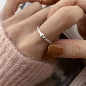 Cluster Rings Weiyue Korean version S925 Sterling Silver Simple Striped Ring Ladies Retro Fashion Open Party Part Present PEACK FINGER