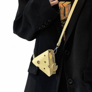 cute Triangle Lipstick Handbag Earphe Cheese Shape Shoulder Menger Coins Bag Purses Women Crossbody Bag m9jC#
