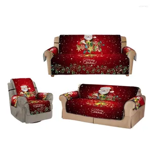 Stol täcker Red Couch Cover Reversible Santa Claus Christmas Sofa Slipcover 1/2/3 sits för hemrummet