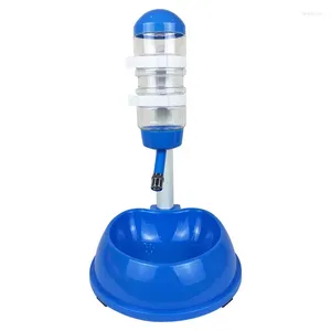 Dog Collars Automatic Pet Drinker Bowls Water Bottles Universal Feeder Liftable Bowl Dispenser Puppy Products-Blue