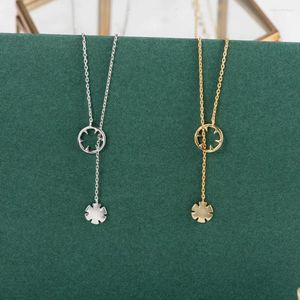 Pendant Necklaces Personality Double Gear Necklace Flower Shaped Silver Plated Gold Fashion Women's Sweater Chain Jewelry