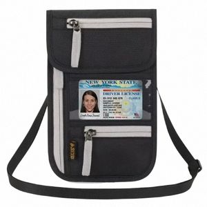Nowa podróżna torba paszportowa szyja wieloficienna torba do dokumentu Wodoodporna uchwyt paszportowy RFID TOBA DOKUMENTOWA T7DJ#
