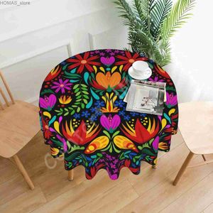 Table Cloth Colorful Mexican Round Tablecloth 60 Inch Washable Polyester Table Cloth for Kitchen Party Picnic Dining Decor Mexican Gift Y240401