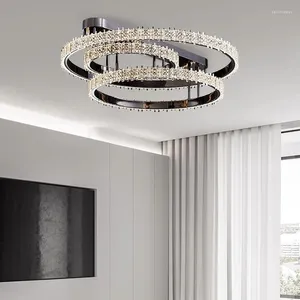 Tavan Işıkları Modern Stil LED Avizesi Oturma Odası Yatak Odası Mutfak Siyah Yüzük Yaratıcı Tasarım Lambası Işık