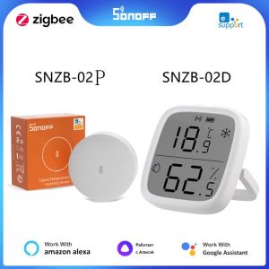 Control SONOFF SNZB02D/SNZB02P Zigbee Smart Temperature Humidity Sensor With LCD Screen For EWeLink Alexa Google Home Assistant Alice