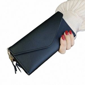 エンベロープデザイン女性PUレザーLGウォレットタッセル大容量女性財布バッグクラッチ複数のスロットマイコインフォトW9YT＃