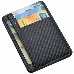 Herren Slim Minimalist Frt Pocket Wallets RFID-blockierender Kreditkarteninhaber Tragbare Lederbrieftaschen n4vg #