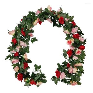 Dekorative Blumen -7,5 ft künstliche Rose Vine Girlanden Hanging Efeu für Heimatparty Braut Hochzeitsbogenwanddekoration