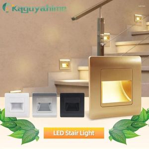 Lâmpada de parede Kaguyahime 4pcs PIR Sensor Luzes 110V 220V Recessed Stair Light Foot Step LED Corredor Indução Home Lighting