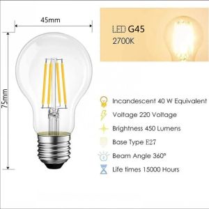 10x Retro G45 E27 glödlampor 4W 6W COB GLASS CHIMEWE LED Filament BULB LAMP 220V-240V glödlampa Glaslampa Vintage LED-ljus ljus