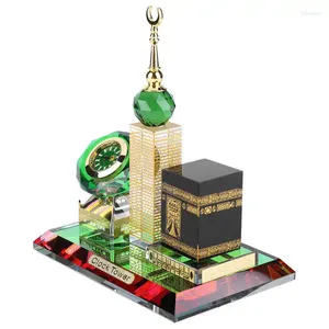 Relógios de mesa despertador muçulmano kaaba torre modelo arquitetura islâmica artesanato lembranças decoração de mesa para casa