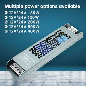 Ultra cienki zasilacz przełączania LED DC 12V 24 V Transformatory oświetleniowe 60W 100W 200W 300 W 400W AC200-240V Diode-LED Light