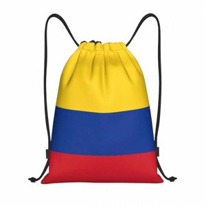 Benutzerdefinierte Flagge von Kolumbien Kordelzug Taschen Frauen Männer Leichte Sport Gym Lagerung Rucksack 33I3 #