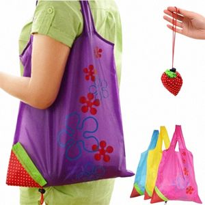 strawberry Shop bag Eco-friendly foldable polyester hand bag Grocery bags Shoulder Reusable Shopper Canvas Bags Pocket Totes T6wp#