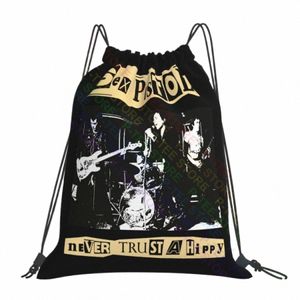 Sex Pistols UK Punk Rock Band Sid Vicious DrawString Bags Gym Bag Bookbag Shoe Bag 3D Tryck på kläder Ryggsäckar L515#