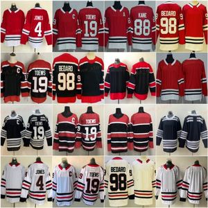 Men Ice Hockey 19 Jonathan Toews Jersey Reverse Retro 98 Connor Bedard 4 Seth Jones Embroidery And Sewing Team Color Black White Red For Sport Fans Breathable