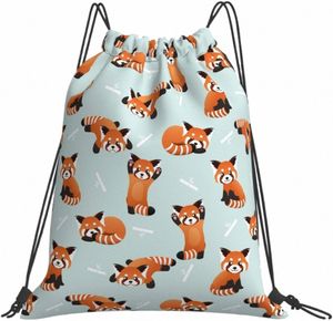 Red Panda Bears DrawString ryggsäck för män Kvinnor Vattentät sträng Bag Nyl Gym Sport Travel Sackpack Cinch One Size C6kx#