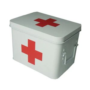 Survival Survival Medicine Storage Box Portable Handle Firstaid Kit Metal First Aid Box Kit With Large Space Waterproof DustResistant