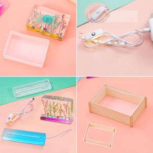 1 Set Epoxy Resin Casting Mold Kit with USB Wire for Making Lamp Ornaments DIY Crafts