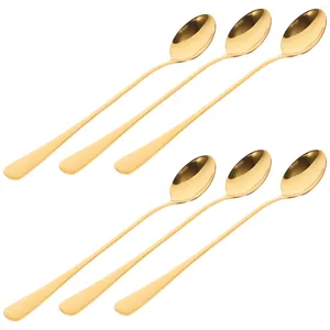 Kaffe Scoops 6 PCS isskedhandtag omrörande skedar efterrättpudding metall litet guld hushåll rostfritt stål för