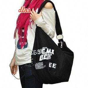 yogodlns Letter Decors Canvas Shoulder Bag For Women Large Capacity Tote Bag Student Bookbags Travel Duffle Bag Shop Totes B9MA#
