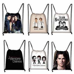 The Vampire Diaries Borsa con coulisse Team Saatore Borse a tracolla per viaggi Dam Stefan Zaino Porta scarpe Borsa da spiaggia all'aperto b6o7 #