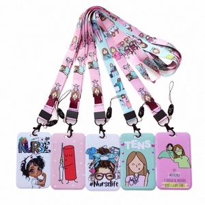 Nurse Life Lanyard Titular do cartão de crédito Neck Strap Carto Busin Keychain Hang Rope ID Badge Holder Lariat Lasso 69zA #