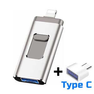 4 in 1 USB Flash Drive USB 3.0 per iPhone/iPad/iOS/Android/PC 128GB 64 GB 32GB 16 GB OTG Pendrive CLE USB Tipo C Memory Stick