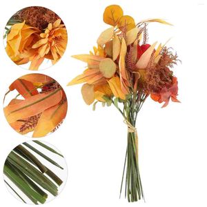 Dekorativa blommor Thanksgiving Artificial Bouquet Autumn Orange Branch Arrangement för hemmakontor