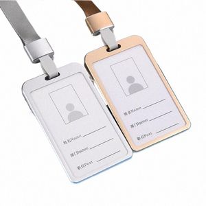 fi Card Cover Women Aluminum Alloy Work Name Card Holders Busin Work Card ID Badge Lanyard Holder Metal Bags Case p5bf#