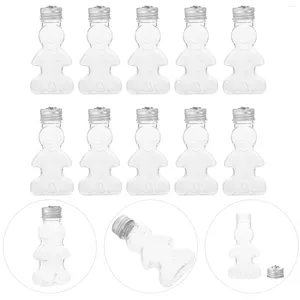 Vaser 10 datorer julflaskdekor för trädtätning juice plastflaskor med mössor xmas dekorationer fest husdjursmjölken te